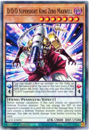 Yu-Gi-Oh! | D/D/D Supersight King Zero Maxwell | LIOV-EN095 | Common | 1st Ed