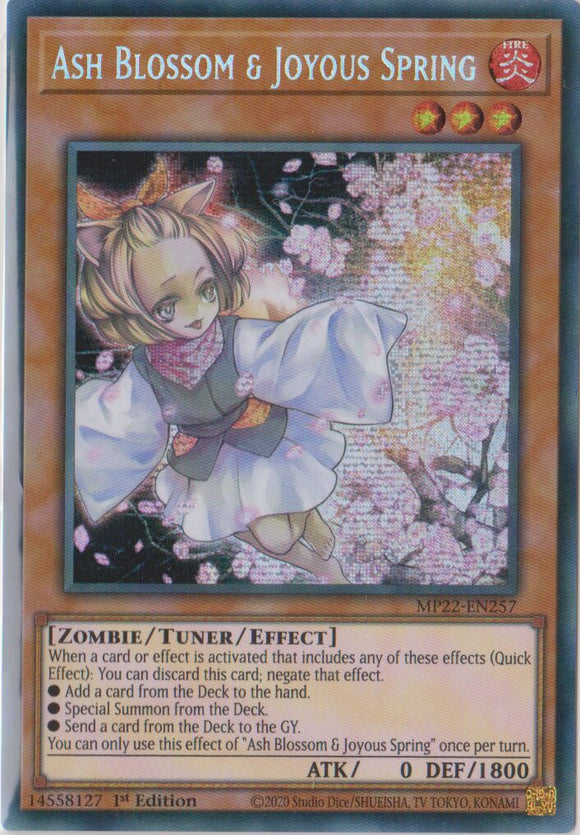 Yu-Gi-Oh! | Ash Blossom & Joyous Spring | MP22-EN257 | Prismatic Secret Rare | 1st Edition