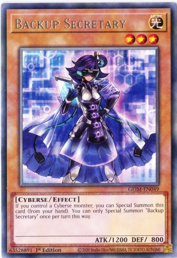 Yu-Gi-Oh! | Backup Secretary | GEIM-EN049 | Rare | 1st Ed