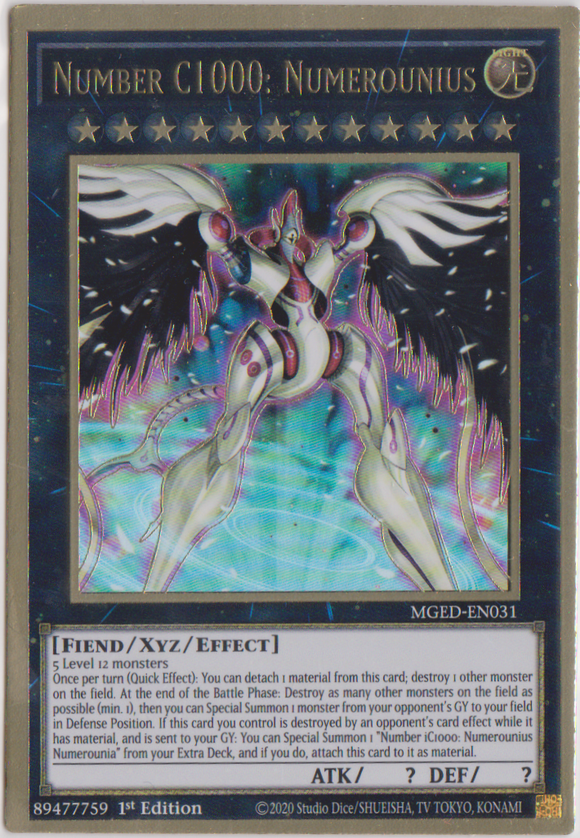 Yu-Gi-Oh! | Number C1000: Numerounius | MGED-EN031 | Premium Gold Rare | 1st Edition