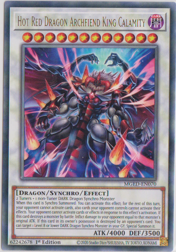 Yu-Gi-Oh! | Hot Red Dragon Archfiend King Calamity | MGED-EN070 | Rare | 1st Edition