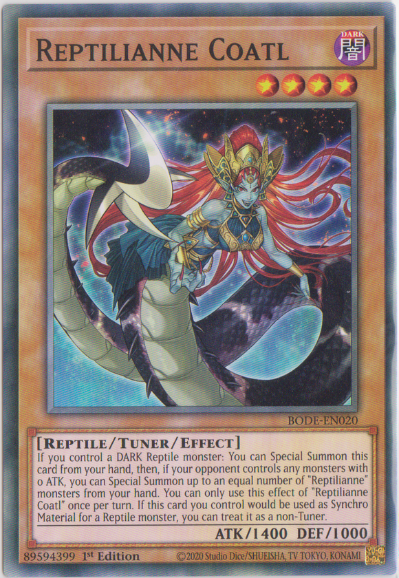 Yu-Gi-Oh! | Reptilianne Coatl | BODE-EN020 | Common | 1st Edition