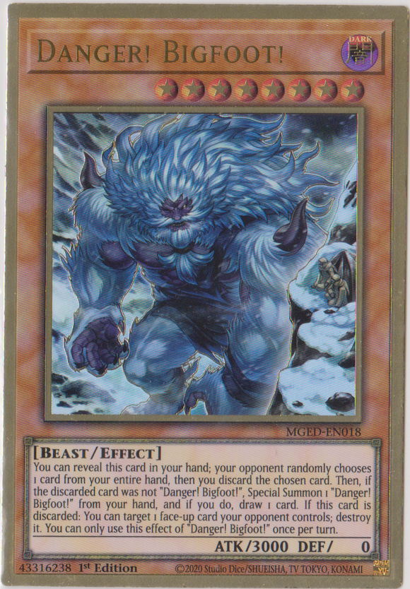 Yu-Gi-Oh! | Danger! Bigfoot! | Alternative Art | MGED-EN018 | Premium Gold Rare | 1st Edition