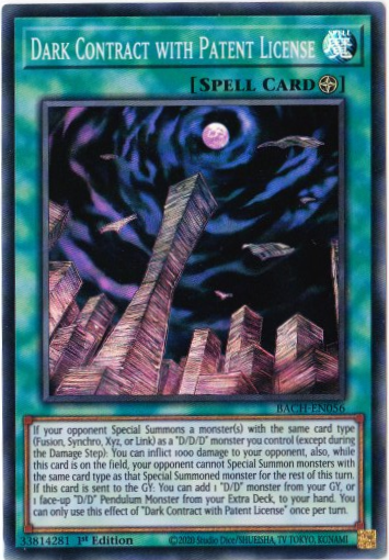 Yu-Gi-Oh! | Dark Contract with Patent License | BACH-EN056 | Super Rare | 1st Edition