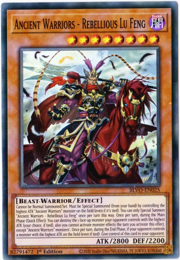 Yu-Gi-Oh! | Ancient Warriors - Rebellious Lu Feng | BLVO-EN025 | Super Rare | 1st Ed