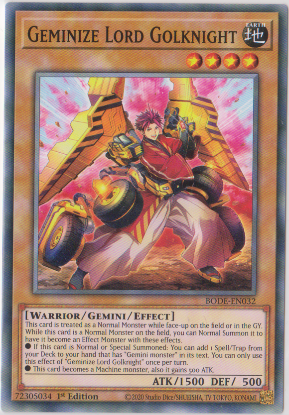 Yu-Gi-Oh! | Geminize Lord Golknight | BODE-EN032 | Common | 1st Edition