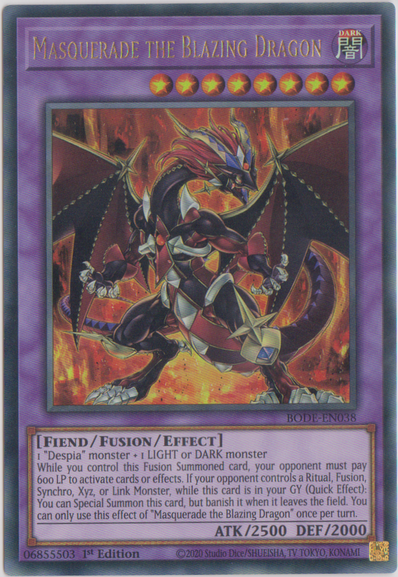 Yu-Gi-Oh! | Masquerade the Blazing Dragon | BODE-EN038 | Ultra Rare | 1st Edition