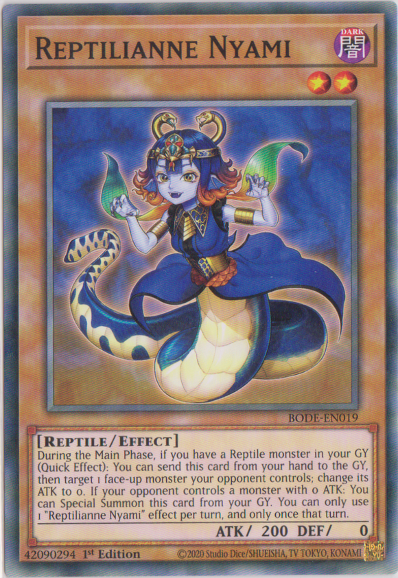 Yu-Gi-Oh! | Reptilianne Nyami | BODE-EN019 | Common | 1st Edition