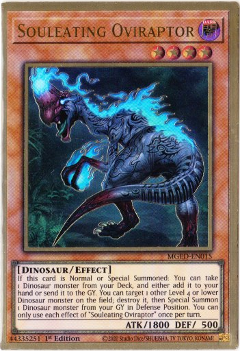 Yu-Gi-Oh! | Souleating Oviraptor | MGED-EN015 | Premium Gold Rare | 1st Edition