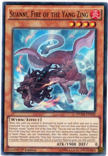 Yu-Gi-Oh! | Suanni, Fire of the Yang Zing | DUEA-EN028 | Super Rare | 1st Edition