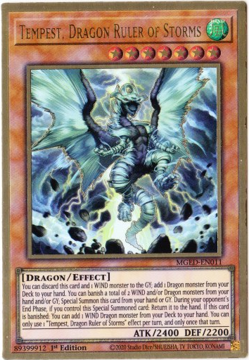 Yu-Gi-Oh! | Tempest, Dragon Ruler of Storms | MGED-EN011 | Premium Gold Rare | 1st Edition