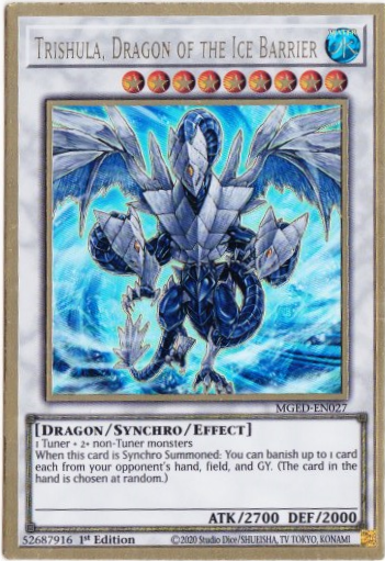 Yu-Gi-Oh! | Trishula, Dragon of the Ice Barrier | MGED-EN027 | Premium Gold Rare | 1st Edition