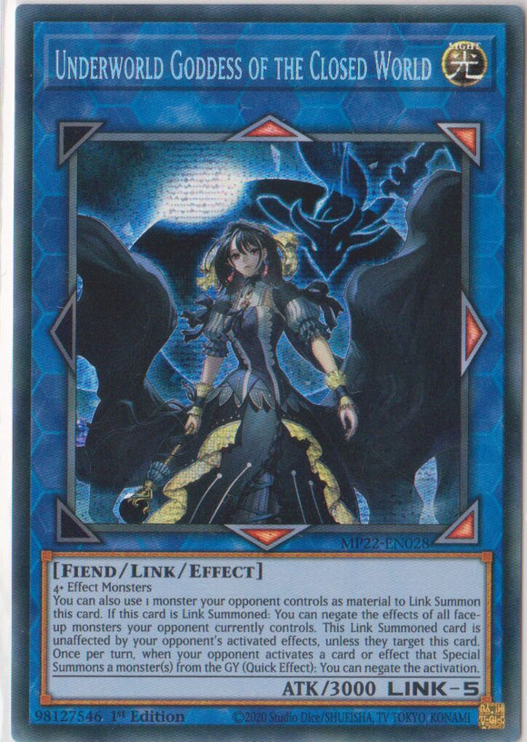 Yu-Gi-Oh! | Underworld Goddess of the Closed World | MP22-EN028 | Prismatic Secret Rare | 1st Edition