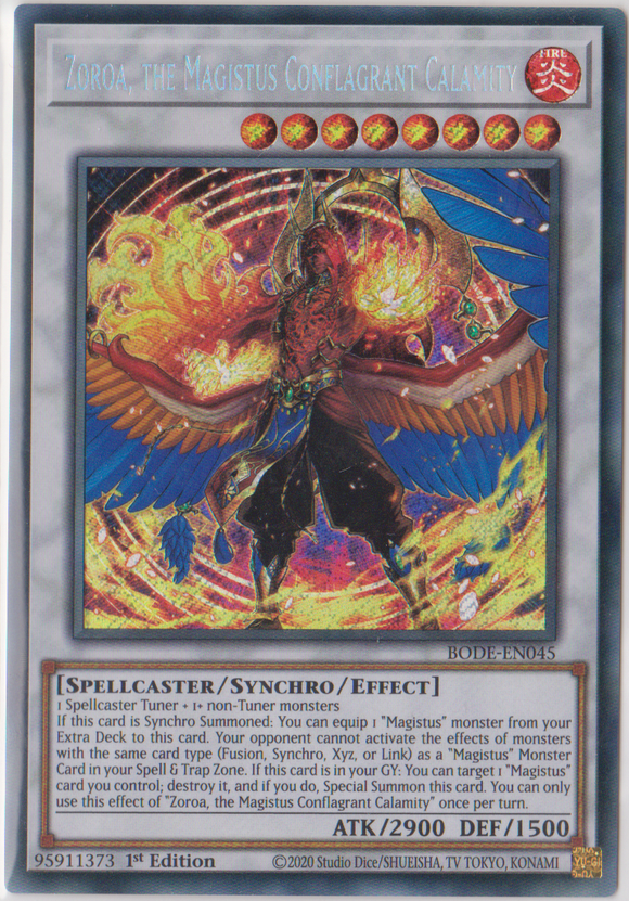 Yu-Gi-Oh! | Zoroa, the Magistus Conflagrant Calamity | BODE-EN045 | Secret Rare | 1st Edition